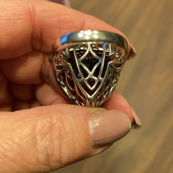 Genuine Trillion Brazilian Smokey Quartz Ring 55 cts. Size 7 - Picture 8 of 11